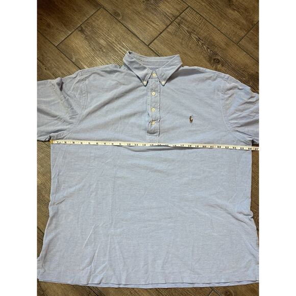 Ralph‎ Lauren Blue Knit Oxford Short Sleeve Polo Men’s Size XL Tall - Picture 5 of 8